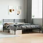 shumee Kovinski posteljni okvir z vzglavjem črn 180x200 cm