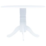 Greatstore Jedilna miza bela 106 cm iz trdnega kavčukovca