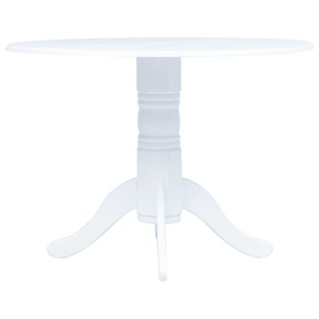 Greatstore Jedilna miza bela 106 cm iz trdnega kavčukovca