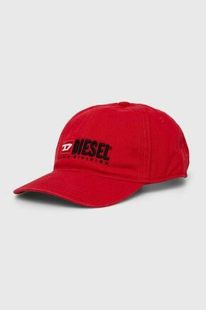 Bombažna bejzbolska kapa Diesel rdeča barva - rdeča. Kapa s šiltom vrste baseball iz kolekcije Diesel. Model izdelan iz bombažnega materiala.