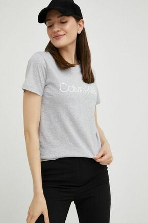 Calvin Klein siva barva - siva. T-shirt iz kolekcije Calvin Klein. Model izdelan iz tanke