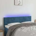 Greatstore LED posteljno vzglavje temno modro 144x5x78/88 cm žamet