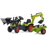 Pedalni traktor FALK 2040N Claas Arion 410 z nakladalcem, bagerjem in stranskim tirom