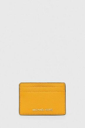 Usnjen etui za kartice MICHAEL Michael Kors rumena barva - rumena. Etui za kartice iz kolekcije MICHAEL Michael Kors. Model izdelan iz naravnega usnja.