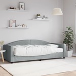 shumee Dnevna postelja z vzmetnico svetlo siva 90x200 cm blago