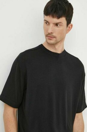 Majica iz mešanice svile Calvin Klein črna barva - črna. Kratka majica iz kolekcije Calvin Klein