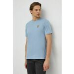 Bombažna kratka majica Aeronautica Militare moški - modra. Kratka majica iz kolekcije Aeronautica Militare, izdelana iz tanke, elastične pletenine. Model iz izjemno udobne bombažne tkanine, ki je zračna.