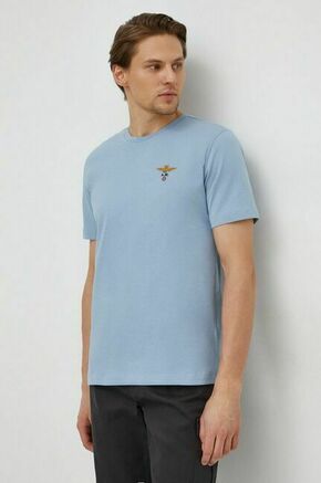 Bombažna kratka majica Aeronautica Militare moški - modra. Kratka majica iz kolekcije Aeronautica Militare