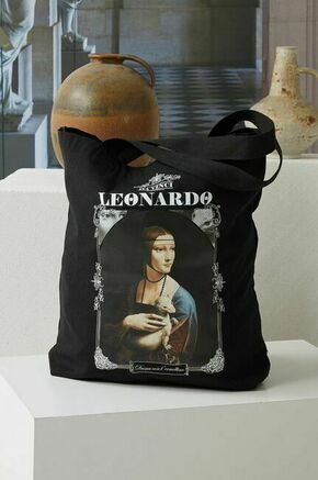 Bombažna vrečka Medicine črna barva - črna. Velika bombažna vrečka iz posebne kolekcije Eviva L'arte. Model brez zapenjanja