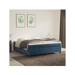 vidaXL Box spring postelja z vzmetnico temno modra 180x200 cm žamet
