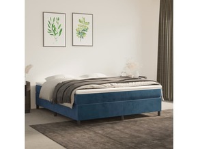 VidaXL Box spring postelja z vzmetnico temno modra 180x200 cm žamet