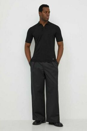 Polo iz svilene mešanice Calvin Klein črna barva - črna. Polo iz kolekcije Calvin Klein