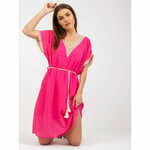 ITALY MODA Ženska obleka s pletenim pasom LOVE pink DHJ-SK-1508.12_387947 Univerzalni