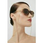 Sončna očala VOGUE ženski, zlata barva - zlata. Sončna očala iz kolekcije VOGUE. Model s toniranimi stekli in okvirji iz kombinacije umetne snovi in kovine. Ima filter UV 400. Model je opremljen z verižico.