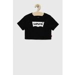 Otroška bombažna kratka majica Levi's črna barva - črna. Otroške kratka majica iz kolekcije Levi's. Model izdelan iz pletenine s potiskom.
