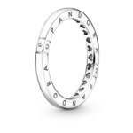 Pandora Nežen srebrni prstan z logotipom in srčki 199482C01 (Obseg 56 mm) srebro 925/1000