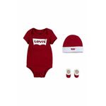Komplet za dojenčka Levi's rdeča barva - rdeča. Komplet za dojenčka iz kolekcije Levi's. Model izdelan iz mehke pletenine.