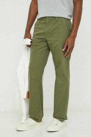 Bombažne hlače Levi's zelena barva - zelena. Hlače iz kolekcije Levi's. Model izdelan iz enobarvne tkanine. Model iz izjemno udobne bombažne tkanine