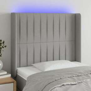 VidaXL LED posteljno vzglavje svetlo sivo 83x16x118/128 cm blago