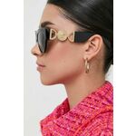 Sončna očala Versace ženski, črna barva - črna. Sončna očala iz kolekcije Versace. Model z enobarvnimi stekli in okvirji iz kombinacije kovine in plastike. Ima filter UV 400. Visokokakovosten izdelek, izdelan v Italiji.