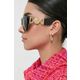 Sončna očala Versace ženski, črna barva - črna. Sončna očala iz kolekcije Versace. Model z enobarvnimi stekli in okvirji iz kombinacije kovine in plastike. Ima filter UV 400. Visokokakovosten izdelek, izdelan v Italiji.