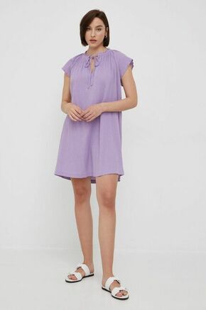 Bombažna obleka United Colors of Benetton vijolična barva