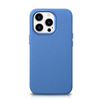 iCARER litchi premium leather case iphone 14 pro max magnetic leather case with magsafe light blue (wmi14220712-lb)