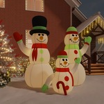 vidaXL Napihljiva družina snežakov z LED lučkami 360 cm