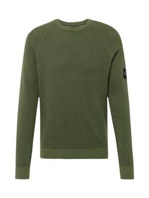 Bombažen pulover Calvin Klein Jeans zelena barva - zelena. Pulover iz kolekcije Calvin Klein Jeans. Model izdelan iz enobarvne pletenine. Model iz izjemno udobne bombažne tkanine.