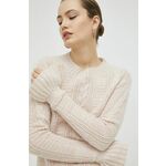 Volnen pulover Ivy Oak ženski, roza barva - roza. Pulover iz kolekcije Ivy Oak. Model z okroglim izrezom, izdelan iz volnene pletenine.