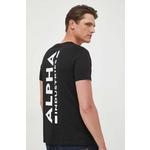 Bombažna kratka majica Alpha Industries Koszulka Alpha Industries Backprint T 128507 03 črna 128507.03