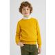 Otroški bombažen pulover Mayoral rumena barva - rumena. Otroški Pulover iz kolekcije Mayoral. Model z okroglim izrezom, izdelan iz enobarvne pletenine.