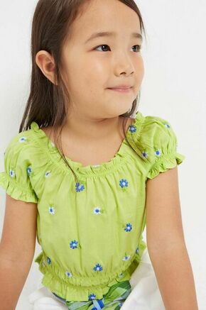 Otroška bluza Mayoral zelena barva - zelena. Otroška mikica iz kolekcije Mayoral. Model izdelan iz vzorčaste tkanine. Ima okrogli izrez.