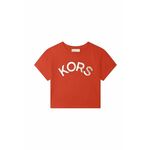 Otroška bombažna kratka majica Michael Kors rdeča barva - rdeča. Kratka majica iz kolekcije Michael Kors. Model izdelan iz pletenine s potiskom.