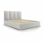 Svetlo siva žametna zakonska postelja Mazzini Beds Juniper, 180 x 200 cm