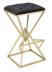 Črn/v zlati barvi žameten barski stol 75 cm Piramid – Mauro Ferretti