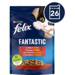 Felix Fantastic mokra hrana za mačke, govedina v želeju, 26x85g