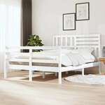 shumee Okvir za posteljo, bel, masivni les, 140x200 cm