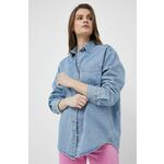 Jeans srajca GAP ženska - modra. Srajca iz kolekcije GAP. Model izdelan iz jeansa. Ima klasičen ovratnik. Visokokakovosten, udoben material.