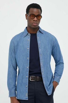 Jeans srajca United Colors of Benetton moška - modra. Srajca iz kolekcije United Colors of Benetton. Model izdelan iz jeansa. Trden material