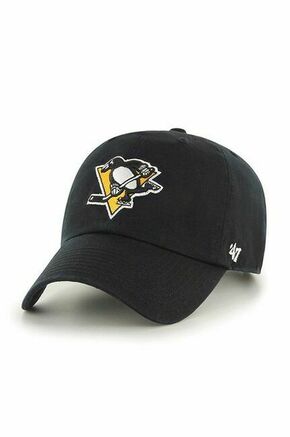 Kapa na šilt 47brand NHL Pittsburgh Penguins črna barva - črna. Kapa s šiltom vrste baseball iz kolekcije 47brand. Model izdelan iz materiala z nalepko.