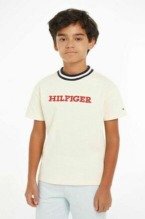 Otroška kratka majica Tommy Hilfiger bež barva - bež. Otroške kratka majica iz kolekcije Tommy Hilfiger. Model izdelan iz tanke