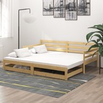 Izvlečna dnevna postelja 2x(90x200) cm trdna borovina