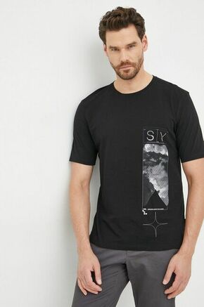 Bombažna kratka majica Sisley črna barva - črna. Lahkotna kratka majica iz kolekcije Sisley. Model izdelan iz tanke