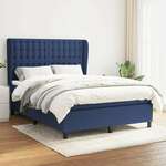 Greatstore Box spring postelja z vzmetnico modra 140x190 cm blago
