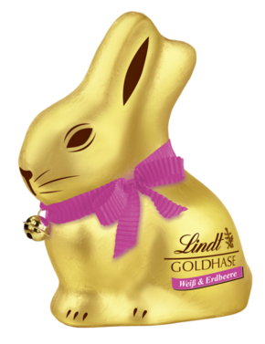 Lindt Zlati zajček - Bela čokolada in jagoda