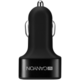 Canyon trojni USB avto polnilec, 3.1A, črn (CNE-CCA06B)