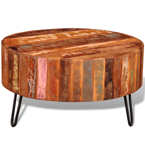 VidaXL Trdna okrogla klubska mizica iz predelanega lesa
