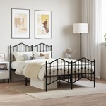 vidaXL Kovinski posteljni okvir z vzglavjem in vznožjem&nbsp;črn 120x190 cm