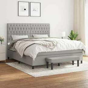 Box spring postelja z vzmetnico svetlo siva 180x200 cm blago - vidaXL - Siva - 180 x 200 cm - vidaXL